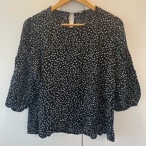 Zara polka dot balloon sleeves blouse